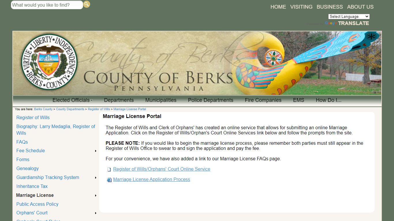 Marriage License Portal - County of Berks Home